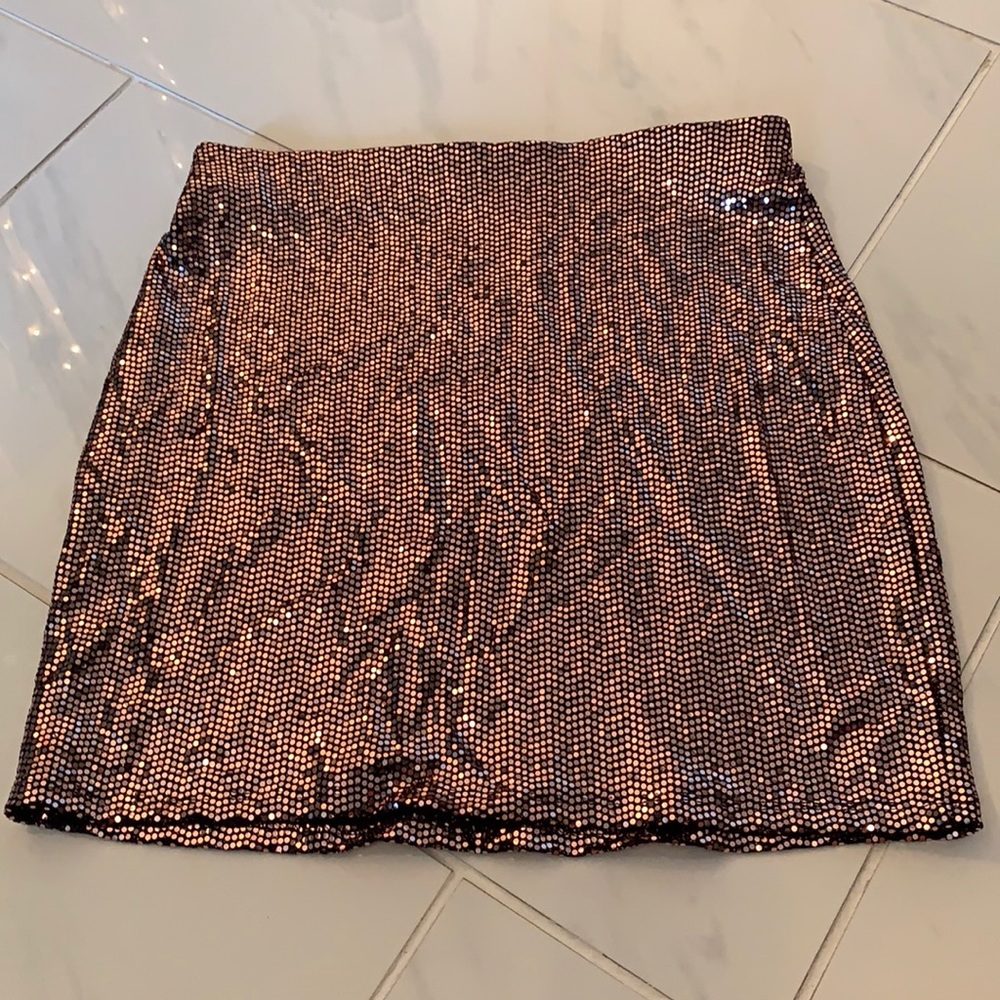 Rose Gold Sequin Mini Skirt